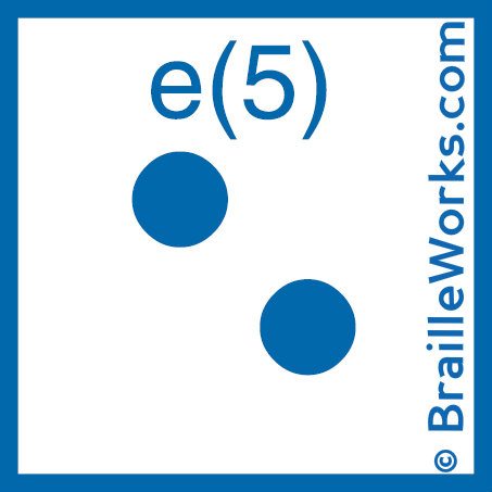 Image showing the Braille character for the letter E and the number 5. Created and owned by Braille Works