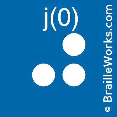 Image showing the Braille character for the letter J and the number 0. Created and owned by Braille Works