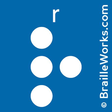 Image showing the Braille character for the letter R. Created and owned by Braille Works