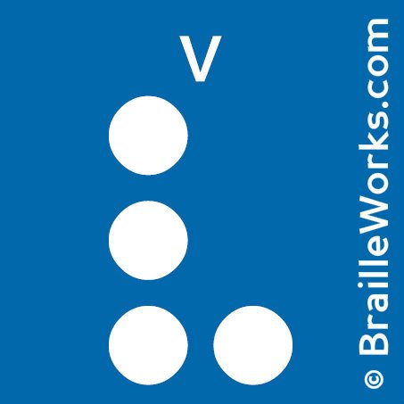 Image showing the Braille character for the letter V. Created and owned by Braille Works