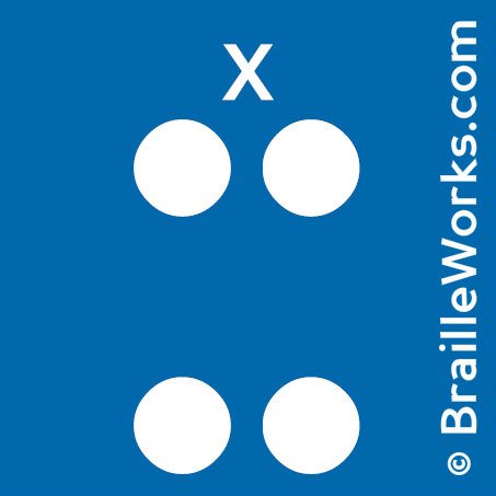 Image showing the Braille character for the letter X. Created and owned by Braille Works