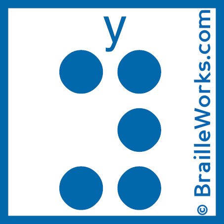 Image showing the Braille character for the letter Y. Created and owned by Braille Works