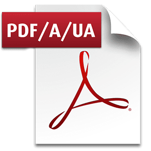 Image of the Adobe PDF logo with an "A" added to represent "Accessibility" and a "UA" for "Universal Accessibility".