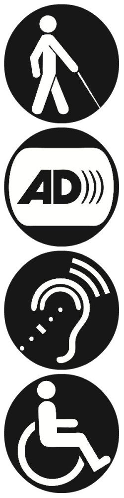 Image showing four circular "disability-related" icons. Image showing four circular "disability-related" icons.