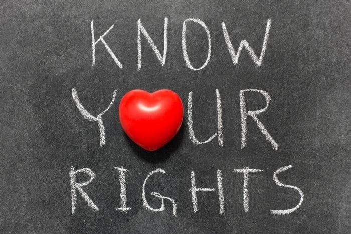 Know Your Rights written on a chalkboard. Know Your Rights written on a chalkboard.