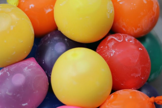 A bunch of balloons filled with water and paint. A bunch of balloons filled with water and paint.