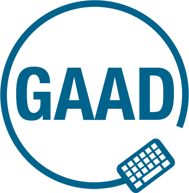 Blue circle with the letters G A A D displayed
