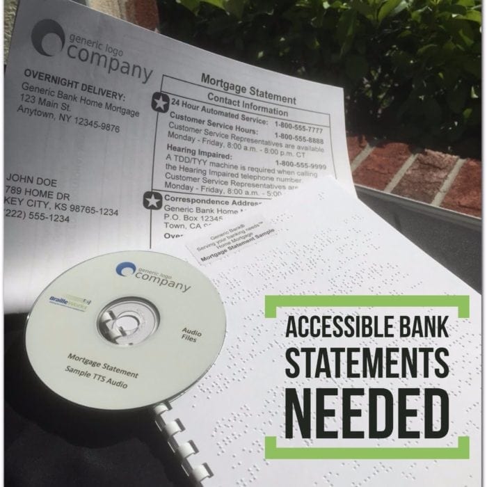 Braille, large print and audio bank statement samples Braille, large print and audio bank statement samples