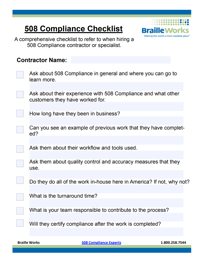 Section 508 Compliance - Braille Works