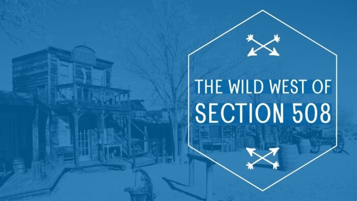 Wild west of Section 508 displayed over a wild west background scene.