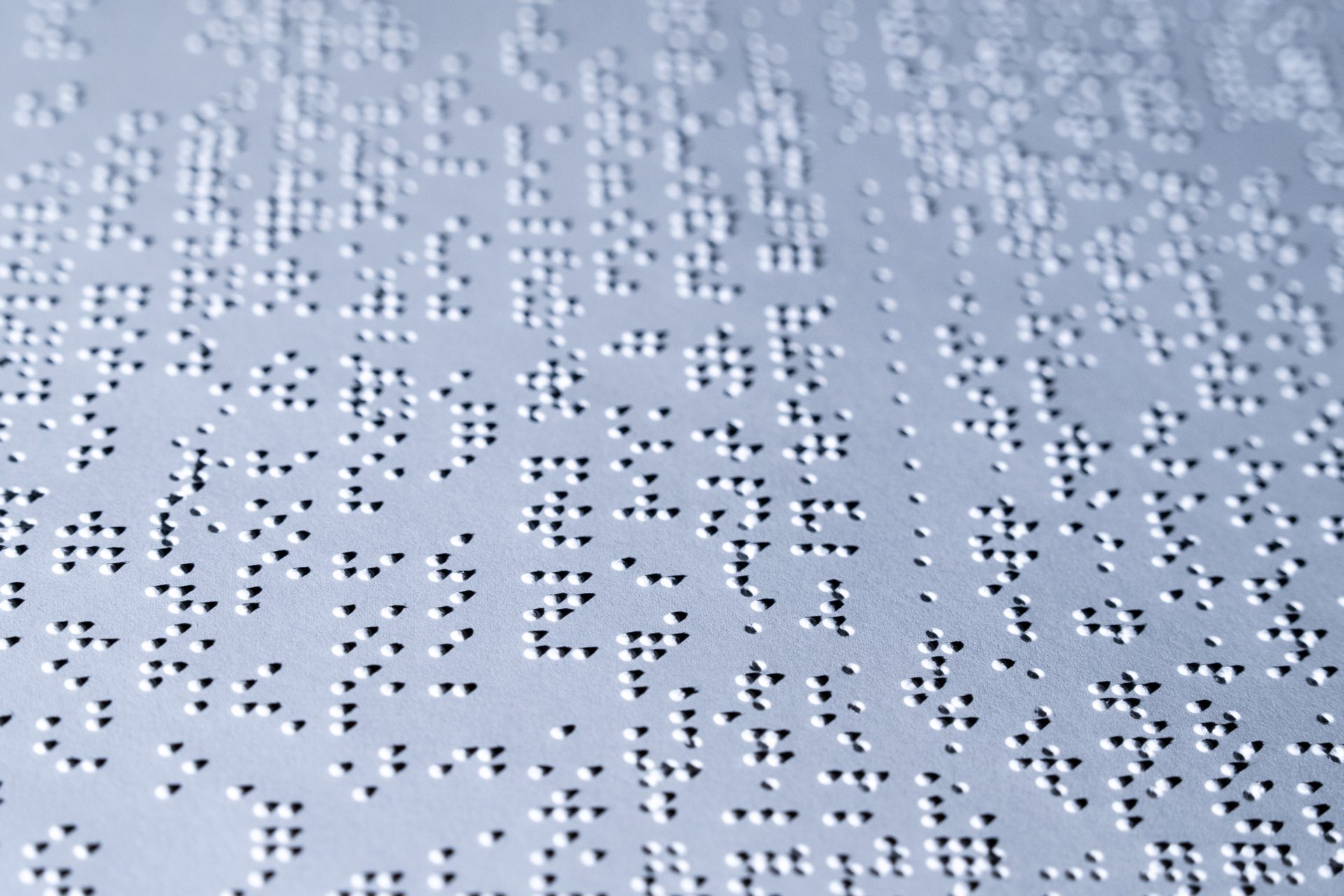 Close up of a page of braille